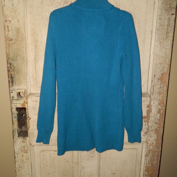 Soft Surroundings Highland Chunky Knit Teal Tunic Sweater Size Small (KK-1) - Picture 6 of 6
